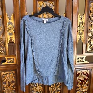 Loft Ruffle Detail Long Sleeve Sweater